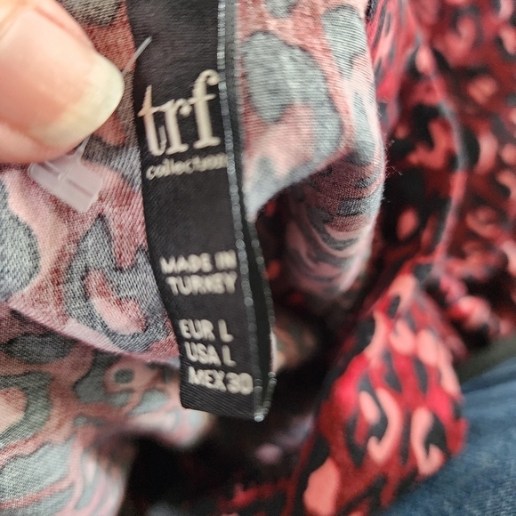 Zara TRF Collection Cropped Blouse Red Leopard Print Size Large - Picture 6 of 7